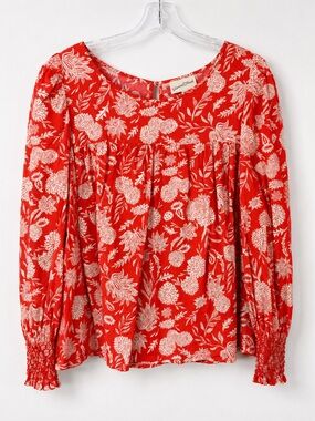 Universal Thread Coral Floral Peasant Blouse Size XL